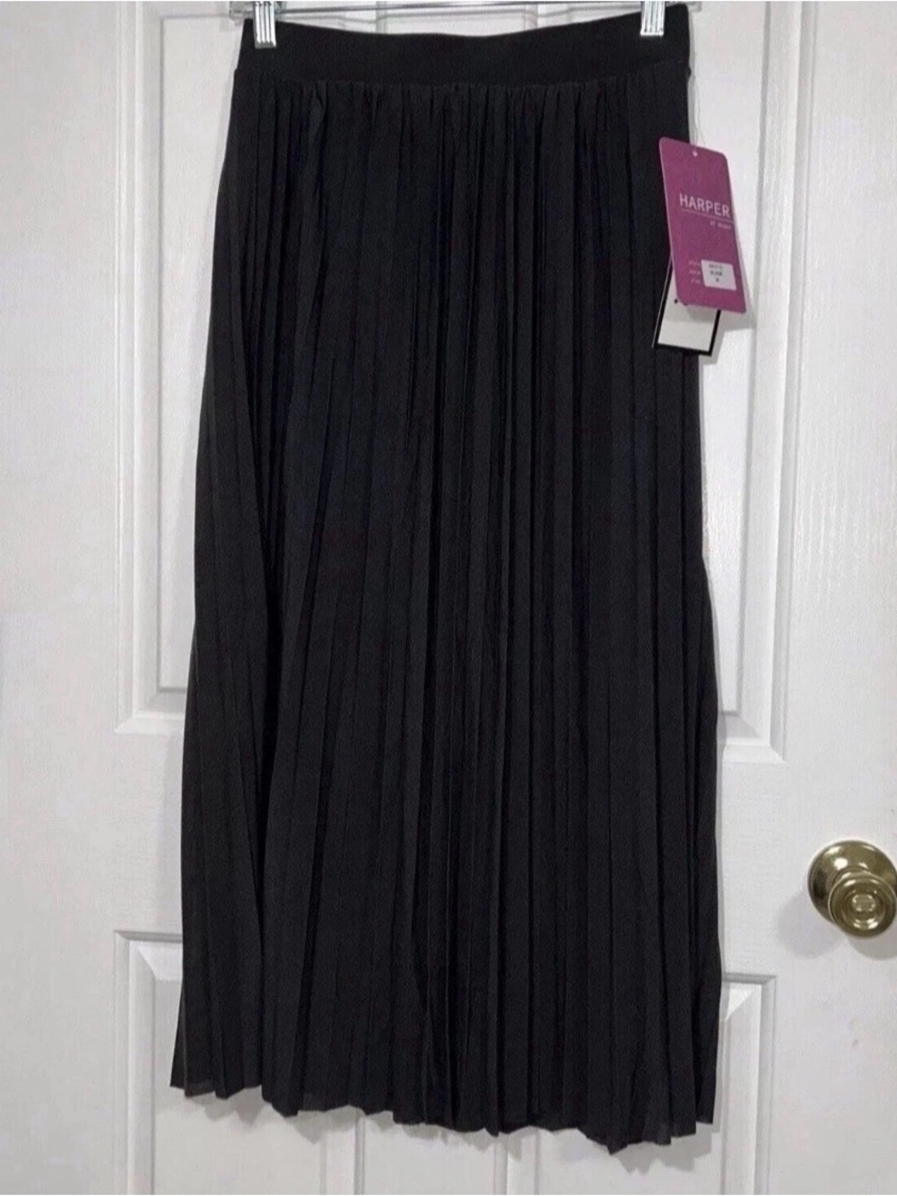 Harper By Block Black Pleated Accordion Midi Maxi Skirt Size M Medium New W Tags